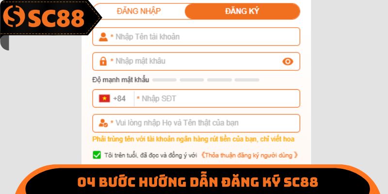 04 bước hướng dẫn đăng ký SC88